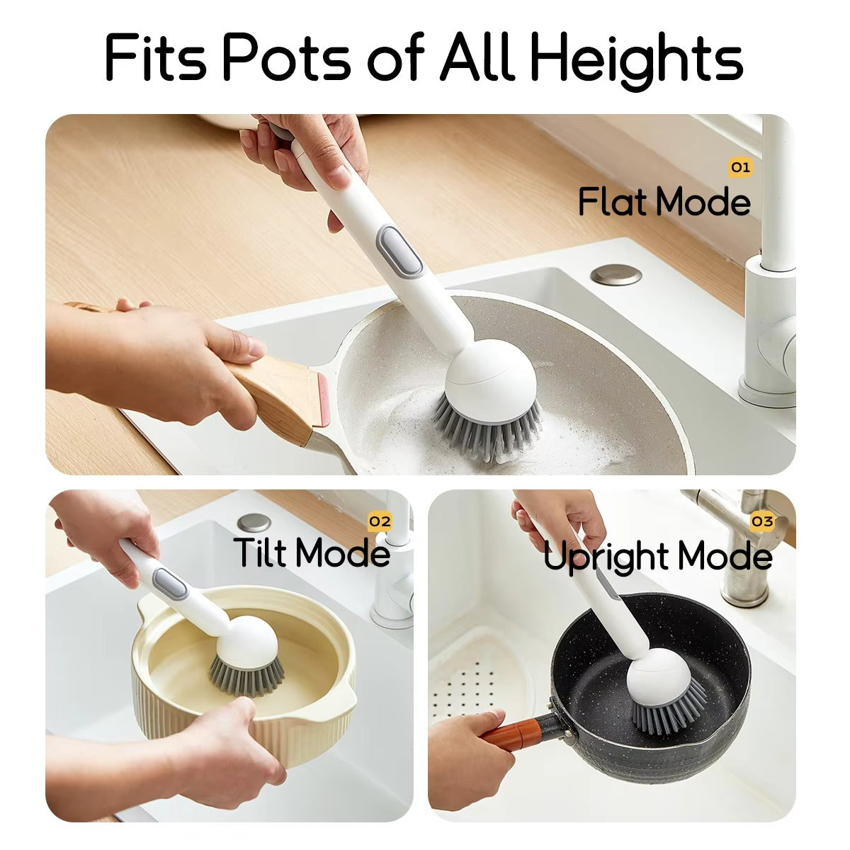 Kitchen Cleaning Adjustable Handle Brush With Soap Dispenser For Dishes Pans & Pots