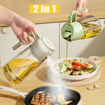 2-In-1 Oil Sprayer Bottle For Kitchen - Cooking Oil Dispensing And Food Preparation Routine