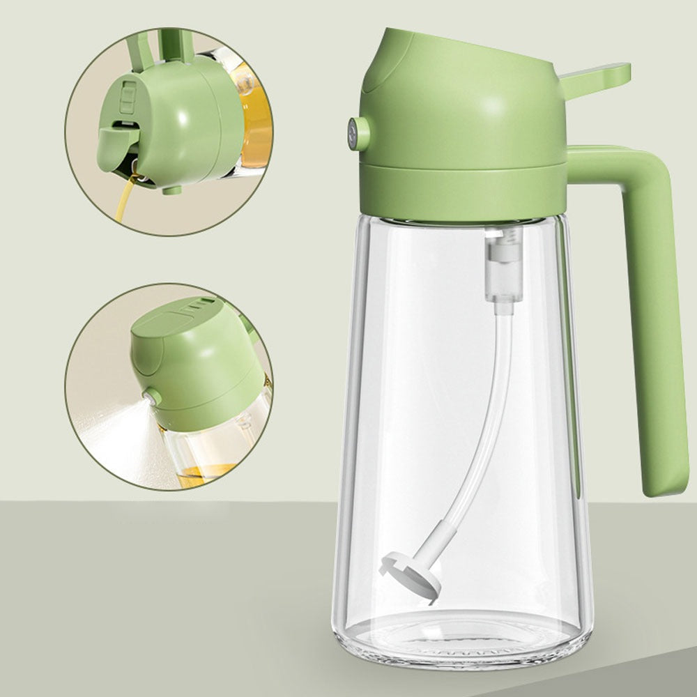 2-In-1 Oil Sprayer Bottle For Kitchen - Cooking Oil Dispensing And Food Preparation Routine