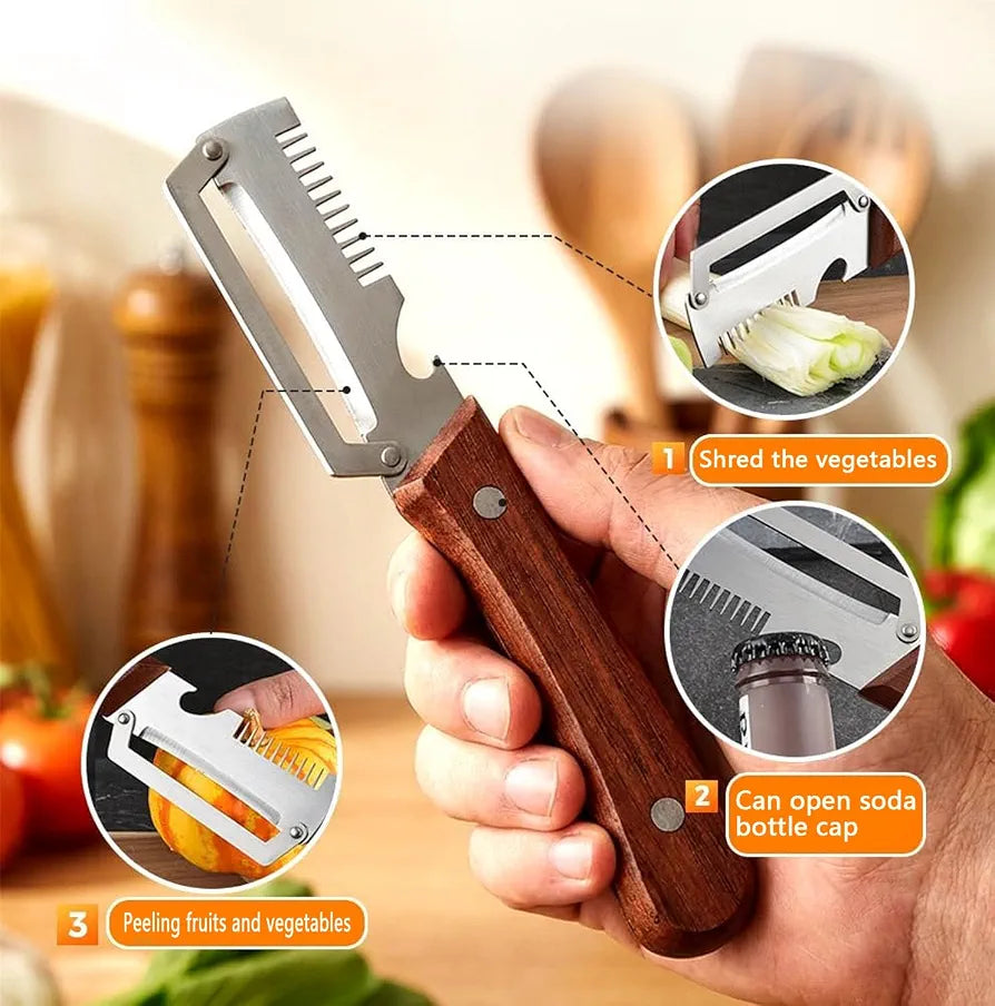 3 In 1 Peeler Knife Stainless Steel - Kitchen Tool Designed For Food Preparation & Daily Cooking Routine